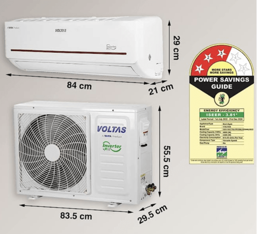 Voltas 1.5 Ton 3 Star, Inverter Split AC(Copper, 4-in-1 Adjustable Mode, Anti-dust Filter, 2023 Model, 183V Vectra Prism, White) - Image 2